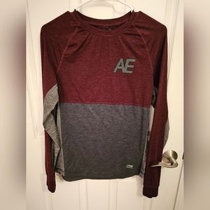 American Eagle Flex Long Sleeve Maroon/Gray Shirt, Mens XS, Used,Good Condition